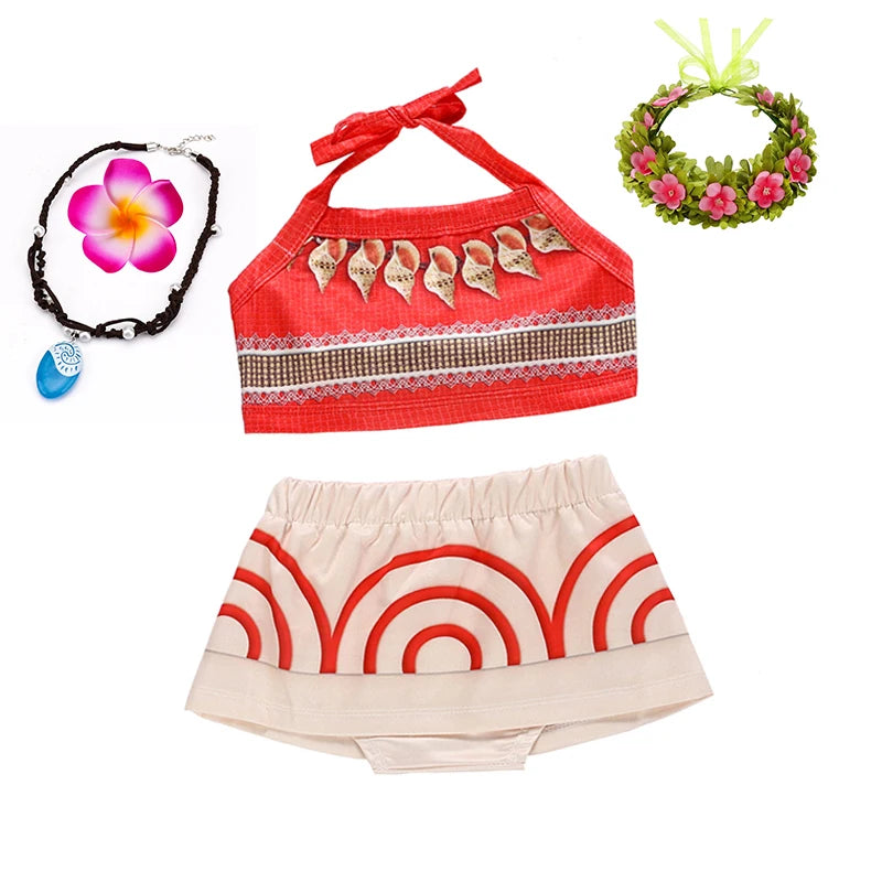 Baby Little Moana Dress Costumes Cosplay Girl Dresses Anime Movie Costume Halloween Costumes Gifts Kids Dress for Girls Outfit