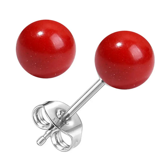 6mm Stone Beads Natural Stone Earrings Earring Stud 925 Sterling Silver Jewelry For Women Party Women's S925 Silver Earrings