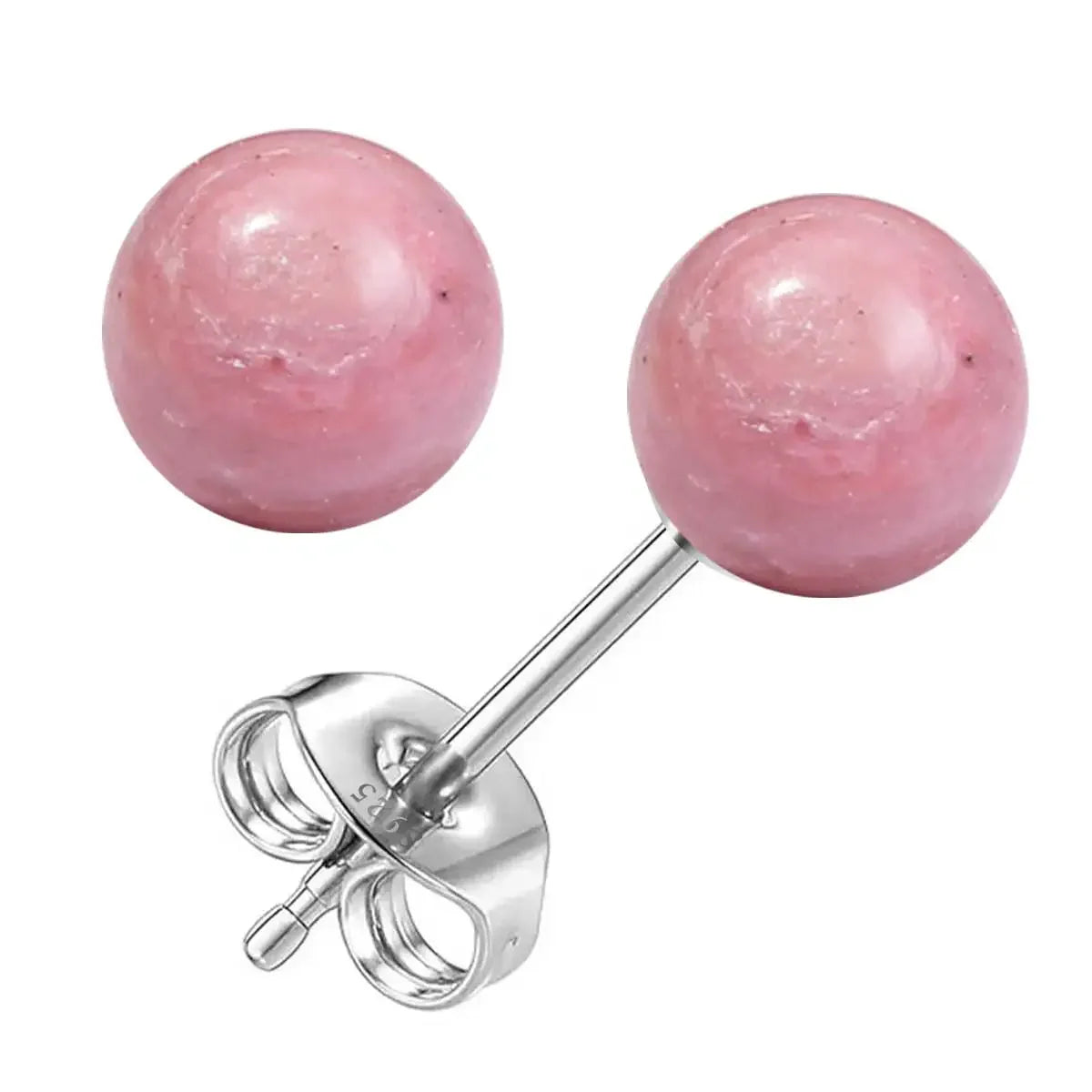 6mm Stone Beads Natural Stone Earrings Earring Stud 925 Sterling Silver Jewelry For Women Party Women's S925 Silver Earrings