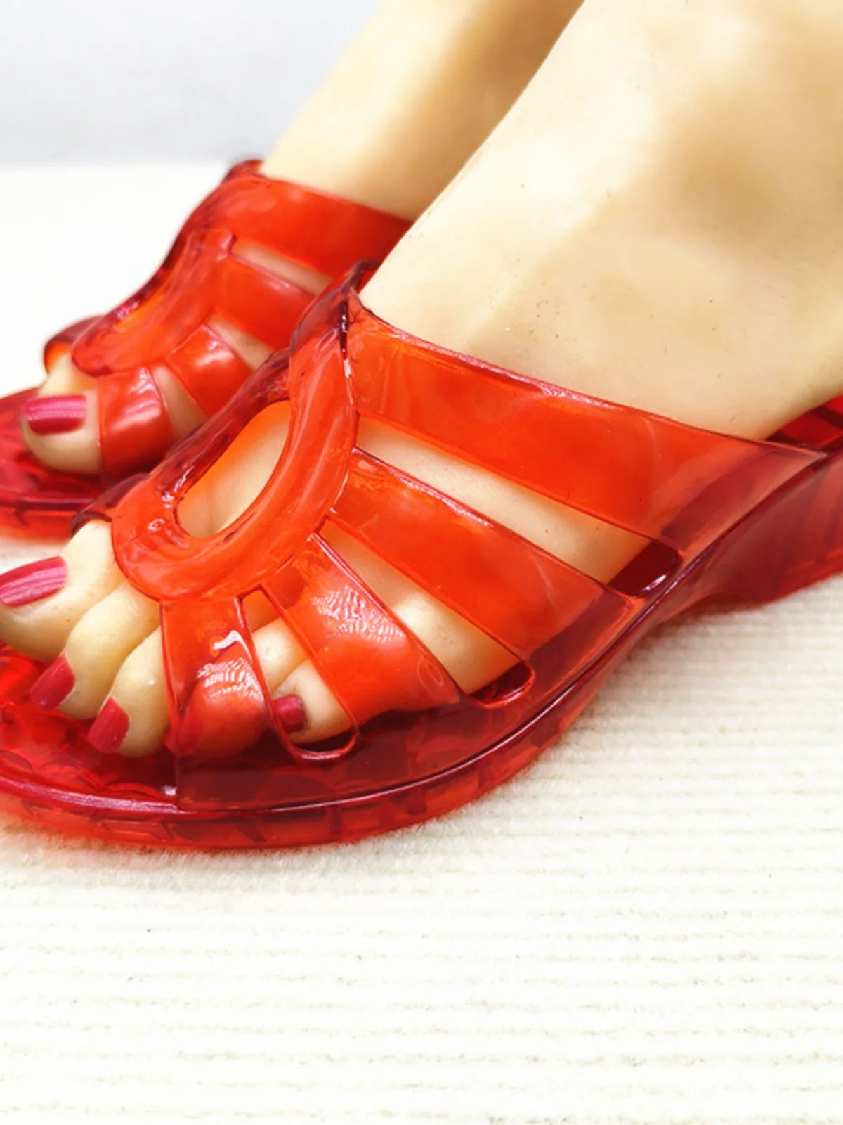 Women's Summer W Heel Jelly Sandals Transparent Comfortable Wear-Resistant Anti-Slip Waterproof Batoom Bathing Slippers...