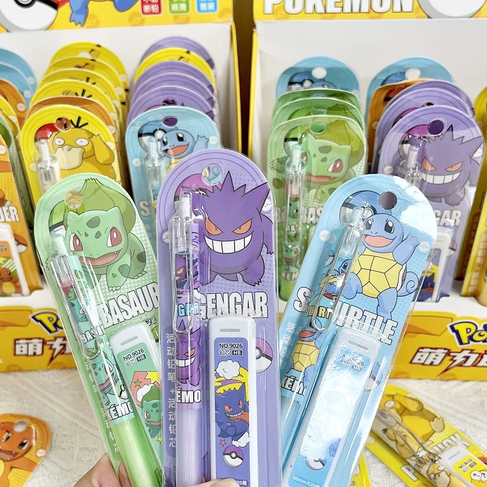 Pokemon Mechanical Pencil with HB Lead Refill Pikachu Charmander Squirtle Gengar Automatic Pencils School Stationery for Student