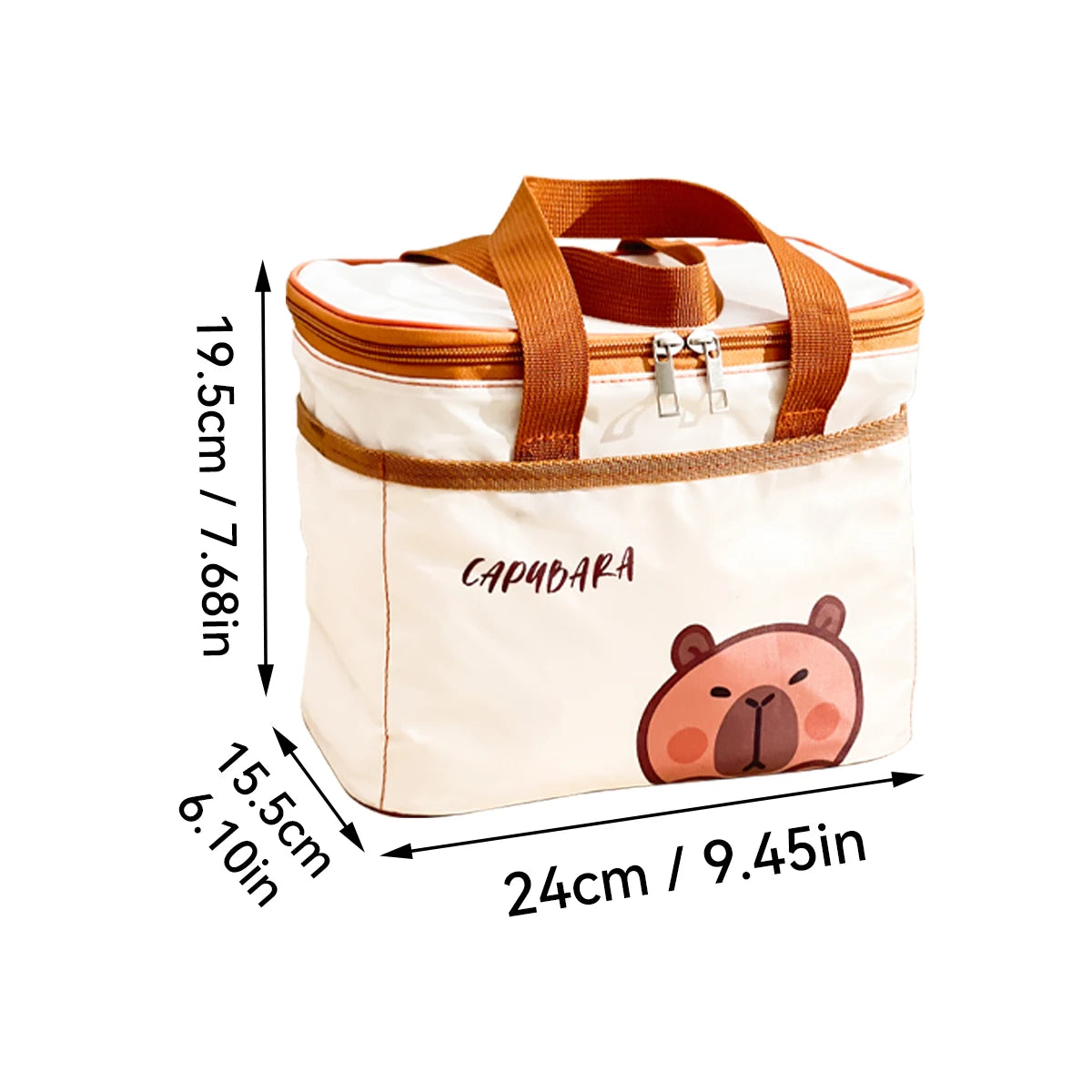 Cute Capybara Insulated Lunch Bag For Student Kid Portable Large Capacity Waterproof Food Thermal Bag Reusable Picnic Cooler Bag