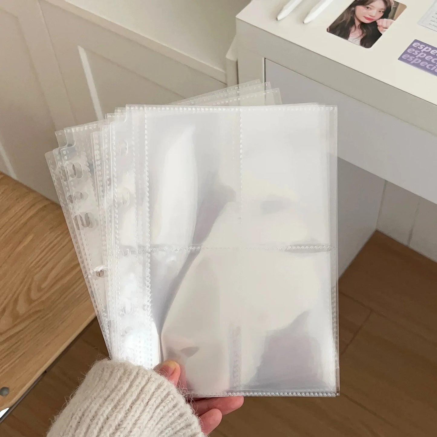 A5 7Holes Transparent File Holder Notebook Loose Leaf DIY Document Bag Binder Rings PVC Storage Binding Folder