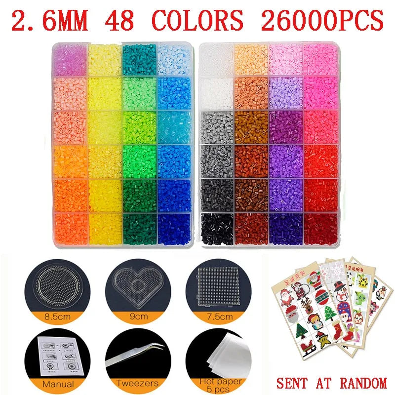 24/72 colors box set hama beads toy 2.6/5mm perler educational Kids 3D puzzles diy toys fuse beads pegboard sheets ironing paper