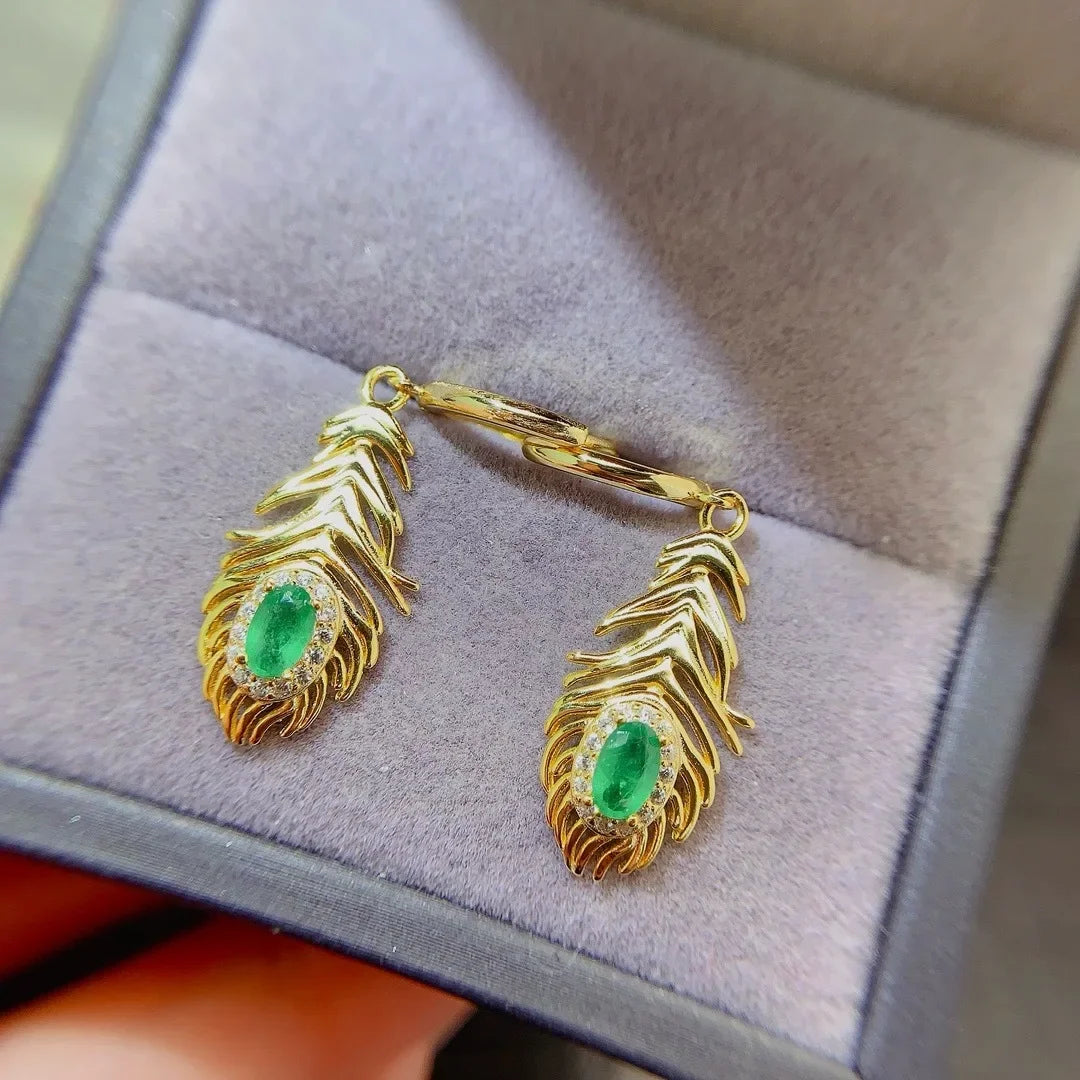 S925 Sterling Silver Natural Emerald Earrings S925 Sterling Silver Luxury Jewelry Designer Engagement Gift