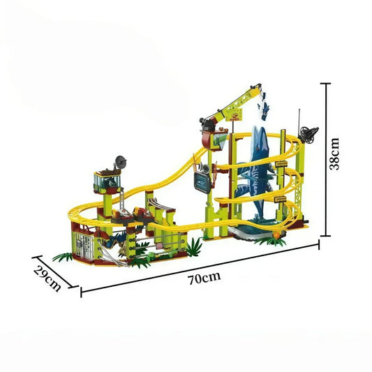 1061 Building Block Track Adventure Research Lab Roller Coaster Large Assembly Mechanical Dinosaur Roller Coaster Building Block