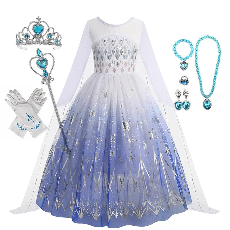 Anna Elsa Princess Girls Dress Up Winter Snow Queen Costume Carnival Party Halloween Kids Carnival Birthday Party Clothes