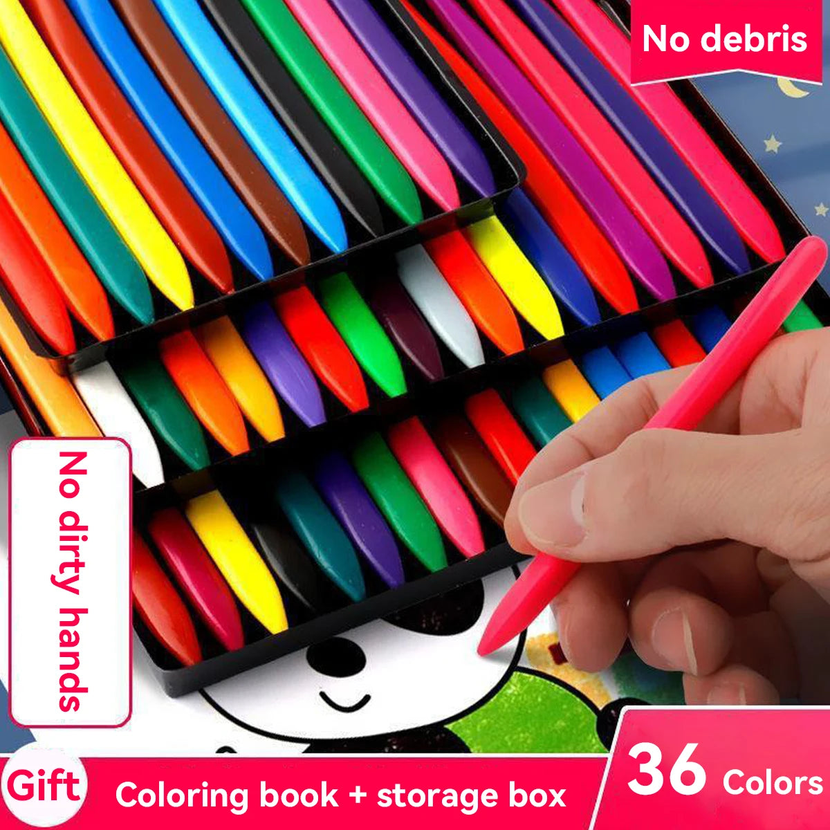 6/12/24/36 Colors  Non-Dirty Hands Plastic Crayon Erasable Painting Tools Triangular Children Wax Pencil Graffiti Oil Stick