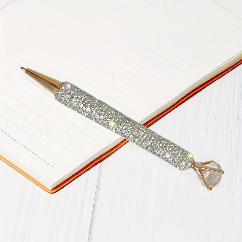 1 Rhinestone Elegant Twist-Cap Ballpoint Pen, Rhinestone Ballpoint Pen with Black Ink, Durable Writing Tool for Girls and Students, Rhinestone Pen, Office Stationery, Luxurious Writing Tool, Durable Writing Tool