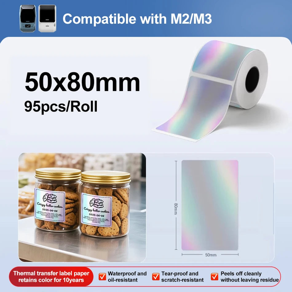 Niimbot M2/M3 Laser-color Silver/Matte Silver Labels Thermal Transfer Printing Paper Round Square Sticker for Niimbot M2 Printer