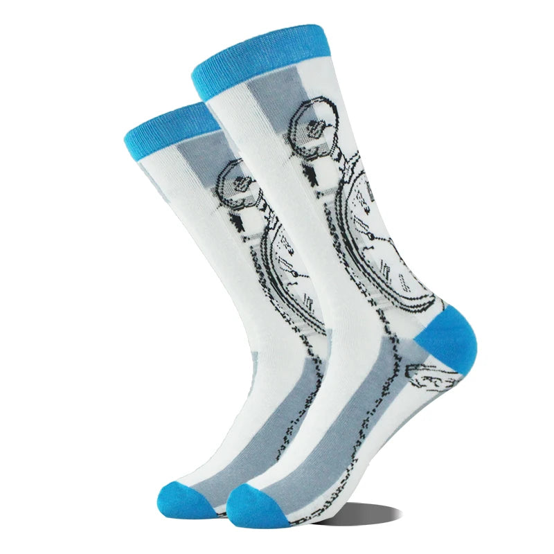 Cotton Happy Funny Socks Men Alien Planet Shark Crazy Design Sokken Unisex Novelty Dinosaur Crew Skateboard Calcetines Hombre
