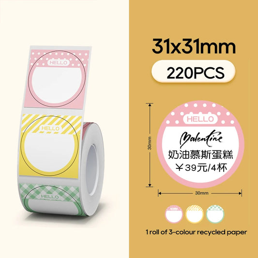 Niimbot Official Label Paper Roll Round White Transparent Sticker Paper Rolls for B21 B1 B203 Label Machine Printer