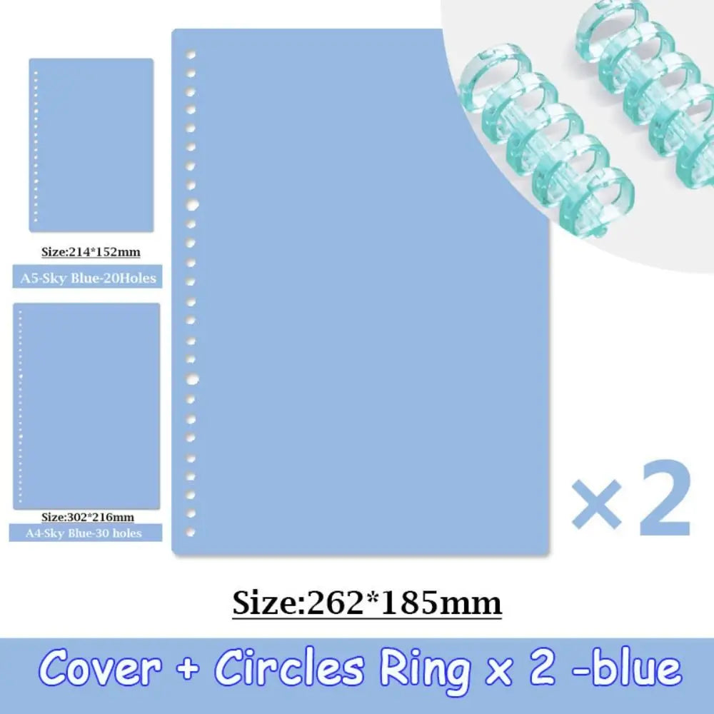 4Pcs PP Loose-leaf Book Cover A4 A5 B5 Transparent DIY Loose Leaf Notebook Colorful Binder Spiral Ring Office School Supplies