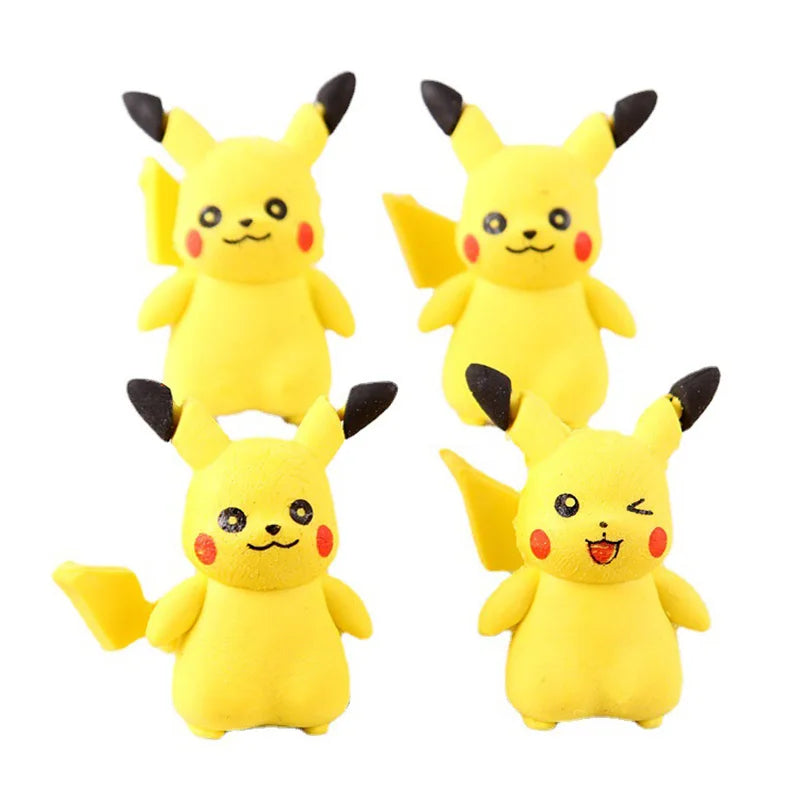 36pcs Pokemon Eraser Cartoon Anime Figure Pikachu Student School Stationery Supplies For Children 3d Erasers Toys Birthday Gift