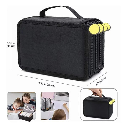 Four Layer Pencil Case – 32, 52 or 72 Slots in Oxford Cloth, 6 Colors