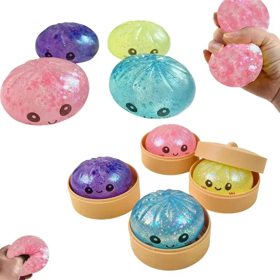 Glitter Dumpling Squishy ULTRA RARE Gold Glitter Hidden Edition  Dumplings Sensory Steamer Soft TPR Dough Ball for Stress Relief