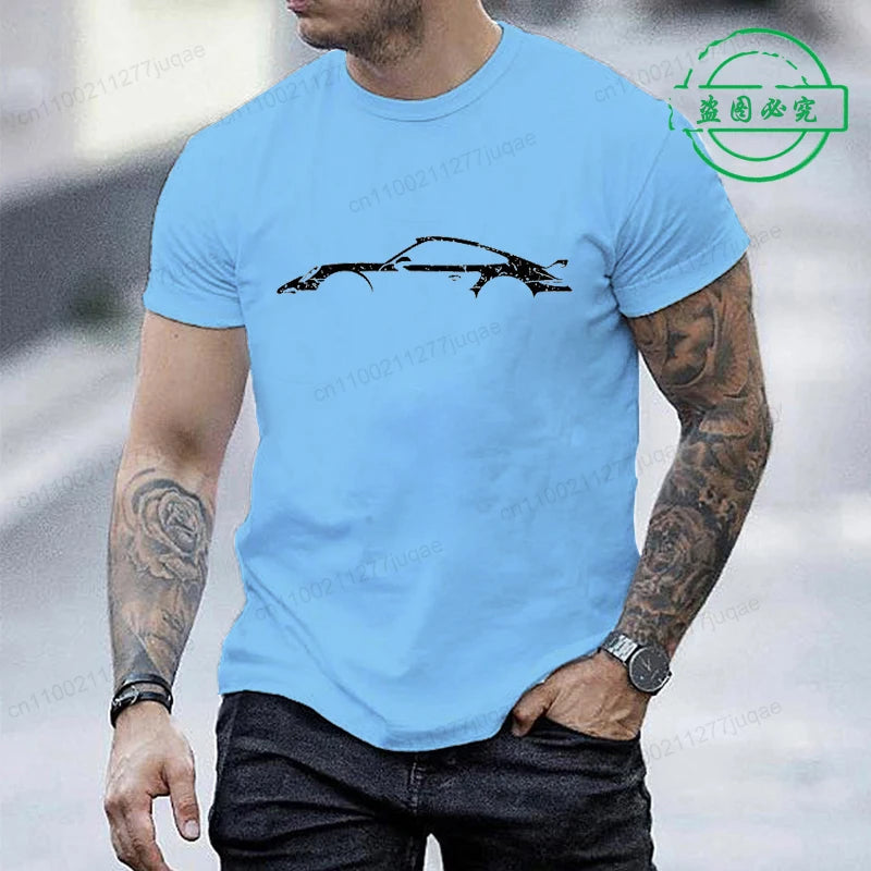 Minimalist Style T-Shirt for Men Women,Round Neck Short Sleeve Tee Shirts, Funny Race Car Printed T-Shirts for Men & Women Tops