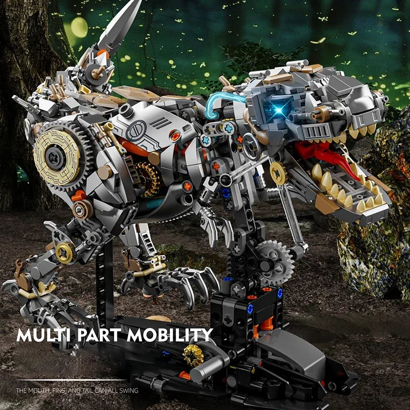 2025 NEW Dinosaur Building Blocks Mechanical T-Rex Model Educational DIY Desktop Decoration Toy Holiday Gift for Kids Adults