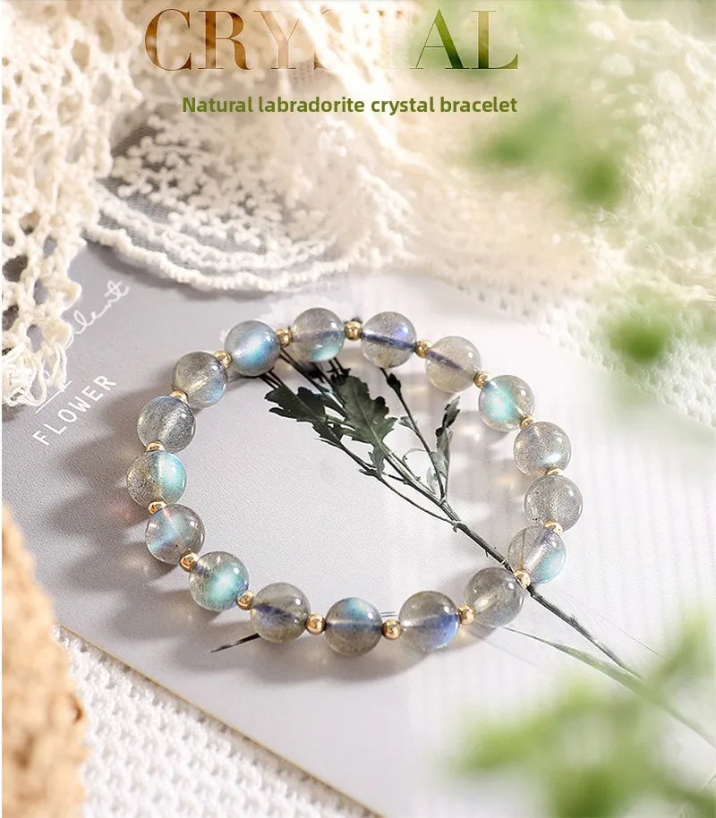 ITSMOS Natural Labradorite Bracelet Crystal 14K Gold Filled Spiritual Healing Elegant Gemstone Bracelet Jewelry Pulseras Mujer