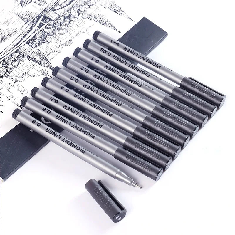 Waterproof Single Art Markers Brush Pen Office Student School Painting Line Drawing Black Fine Sketch Hook Line Pen Art Supplies