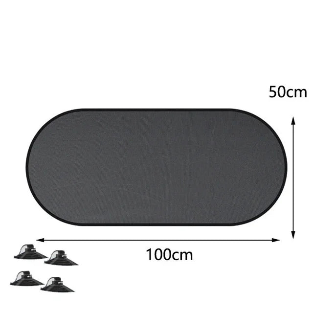 100x50cm UV Protection Folding Car Rear Window Sunshade - Universal Mesh Visor with Suction Cups, Summer Essential
