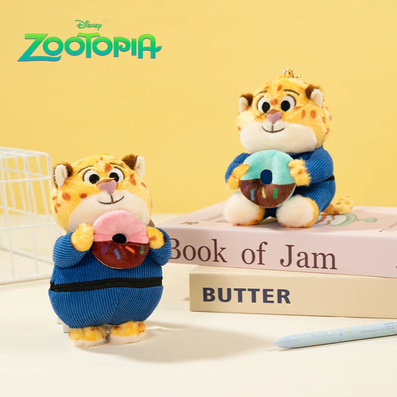 Disney Zootopia 2 Clawhauser Donut 12cm Mini Plush Keychain Kawaii Soft Bag Pendant Gift for Kids Fans