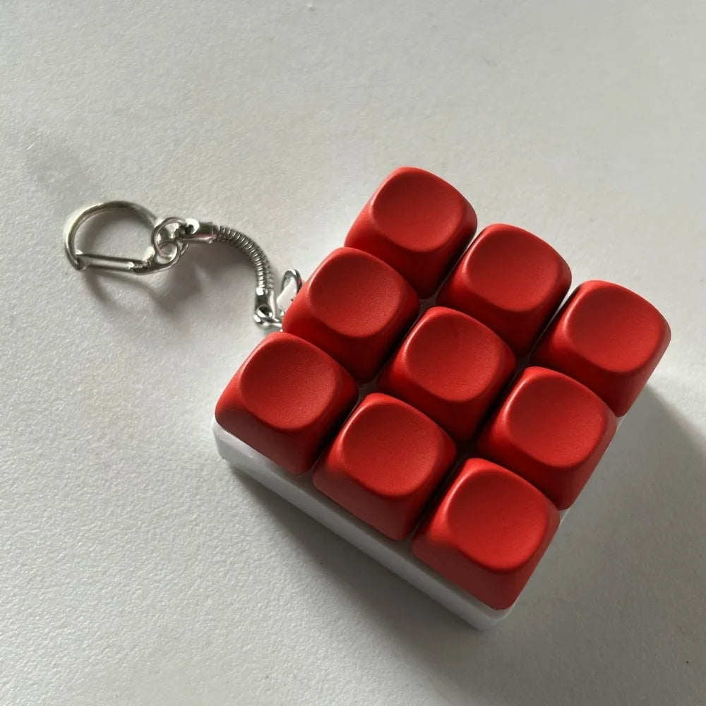 Relaxing DIY Keyboard Fidget Keychain Keycap Keys Button Finger Keyboard Cap 4/9Keys Relief Stress Clicker Toy Adult