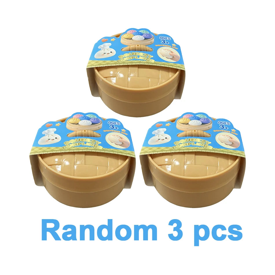 Realistic Giant Dumpling Squeeze Toy with Bamboo Steamer Soft TPR Dough Ball Decompression Fidget Toy Creative Funny Gift