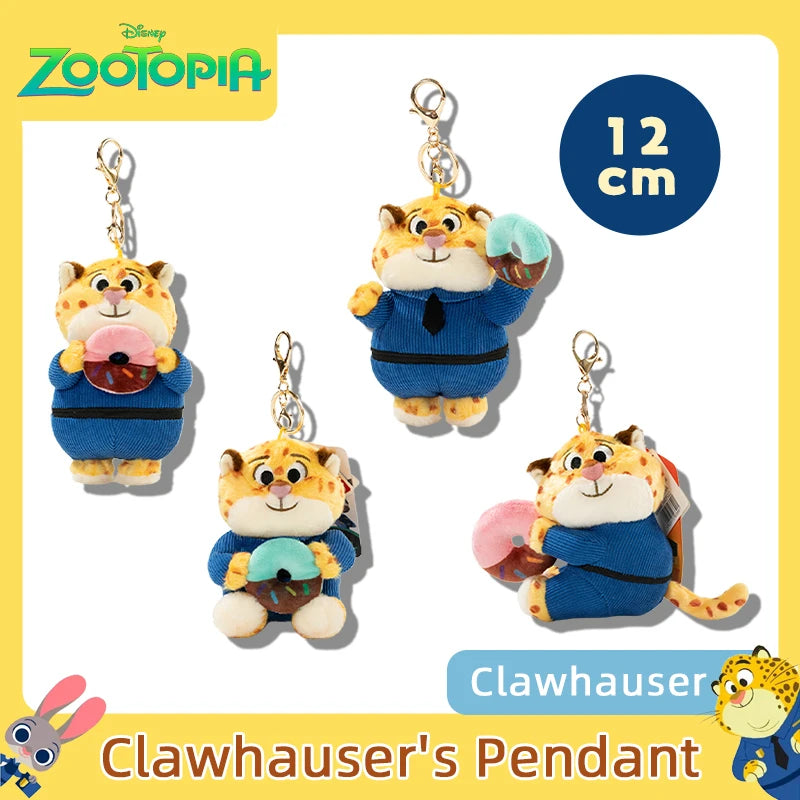 Disney Zootopia 2 Clawhauser Donut 12cm Mini Plush Keychain Kawaii Soft Bag Pendant Gift for Kids Fans
