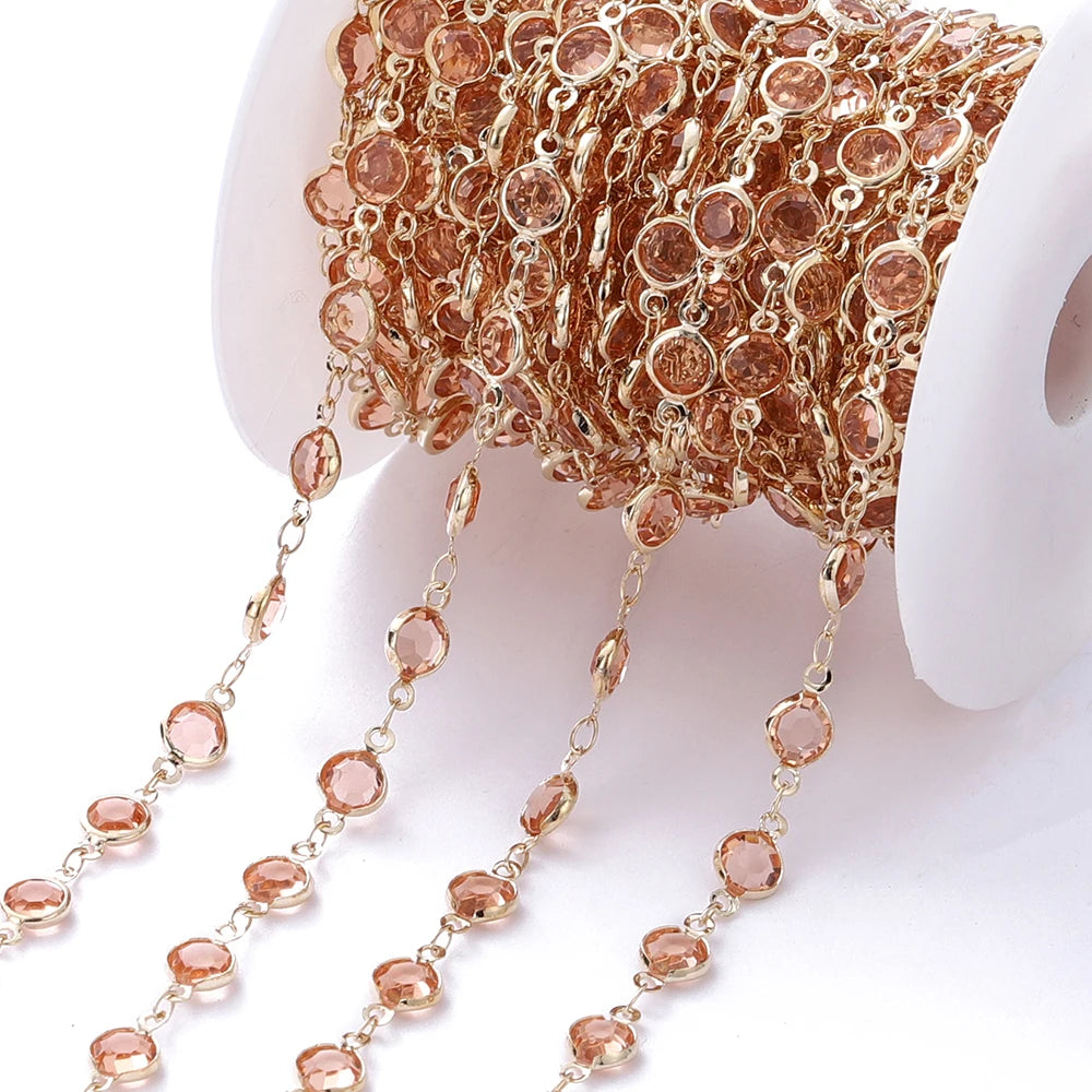 1M Crystal Zircon Stone Chain Colorful Glass Beads Chains For DIY Necklace Bracelet Jewelry Making Supplies Findings