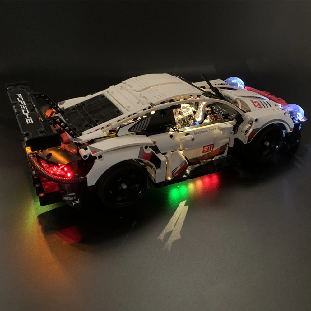 BYB LED Light Kit For LEGO 42096 911 RSR Compatile With 20097 White Super Racing Car Remote Control (Not Include Model)