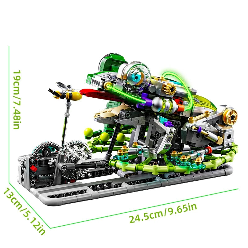 Mechanical Frog Building Blocks STEM Toy, Jumping Robot Model Kit with Movable Legs & Gears, 898PCS Educational Gift for Kid