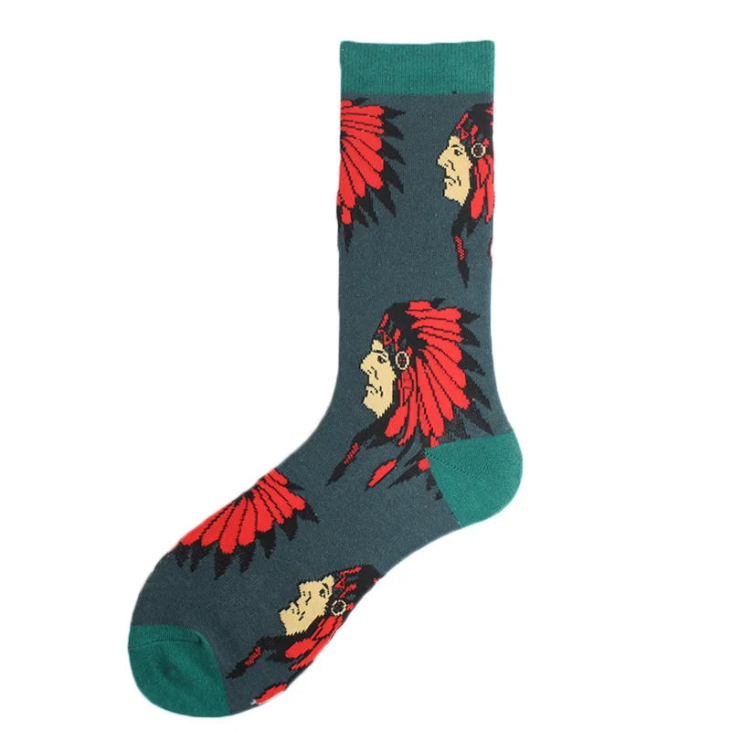 Happy Colorful Funny Socks Men Skateboard Shark Dinosaur Astronaut Planet Divertidos Hip Hop Sokken Harajuku Unisex Crew Socks