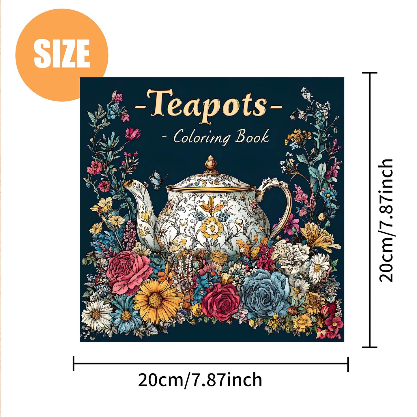 Teapots Coloring Book 24 Pages Art Adult Picture Book Gift For Birthday Party Relieve Stress Kill Time Graffiti Painting Drawing
