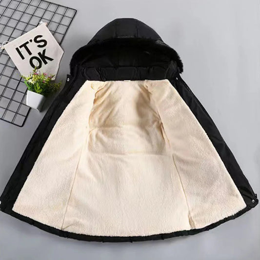 Winter Girls Princess Coat Keep Warm Thicken Kids Jacket Hooded Zipper Fur Collar Outerwear Children's Clothing 4 5 6 8 10 Years