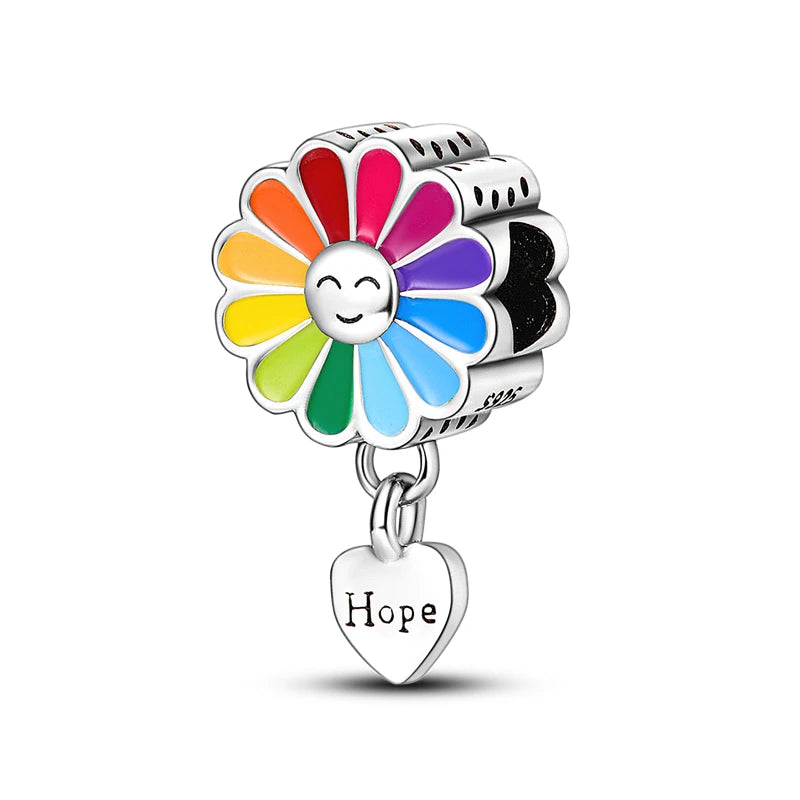 925 Sterling Silver Hot Air Balloon Sunflower Color Series Charms Beads Fit Original Wear Bracelets S925 DIY Jewelry Gifts