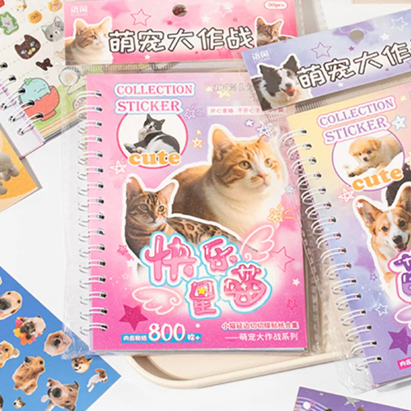 30pcs/bag Cute Pet Battle Cut-Out Coil Sticker Book DIY Handbook Calendar Greeting Cards Diary Notebook Album Material Stickers