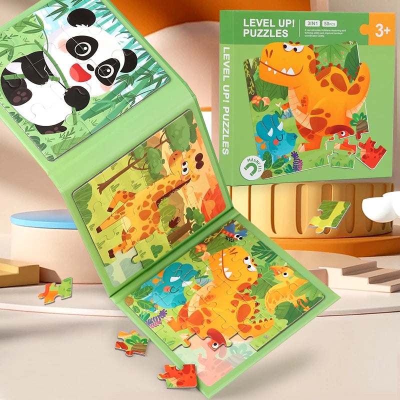New Kids Magnetic Jigsaw Puzzle Game Baby Early Learning Animal Fruit Traffic Cognition Educational Toy Gift for Children
