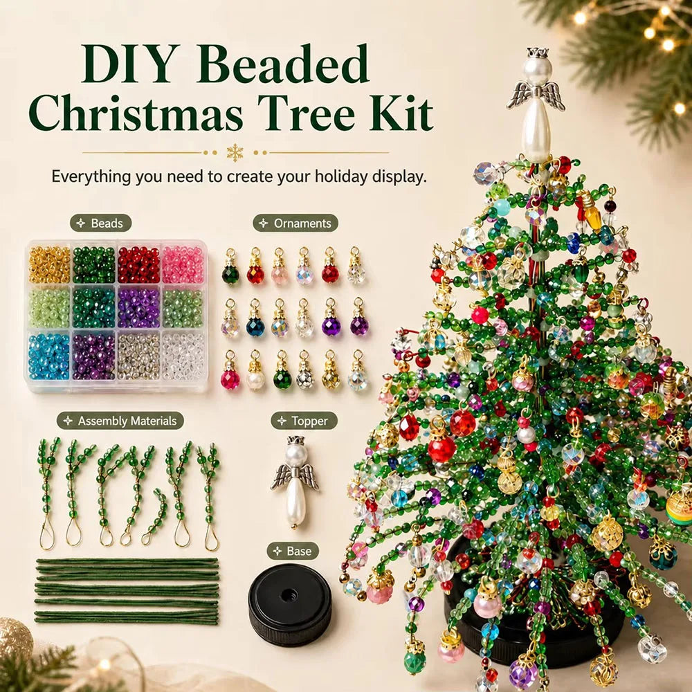 Handmade Bead Weaving Christmas Tree DIY Kit Desktop Holiday Decoration Beaded Xmas Ornament Festive Present DIYMaterial Package