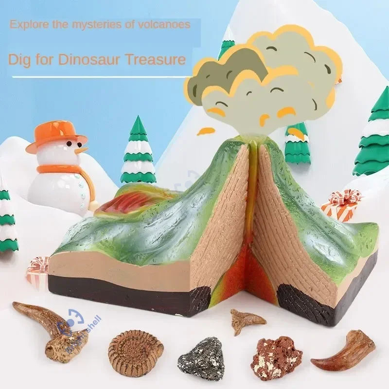 Pyramid Kids Toy Dinosaur Volcano DIY Fossil Archaeology Excavation Kit Skeletons Dig Stem Science Educational Toys for Children