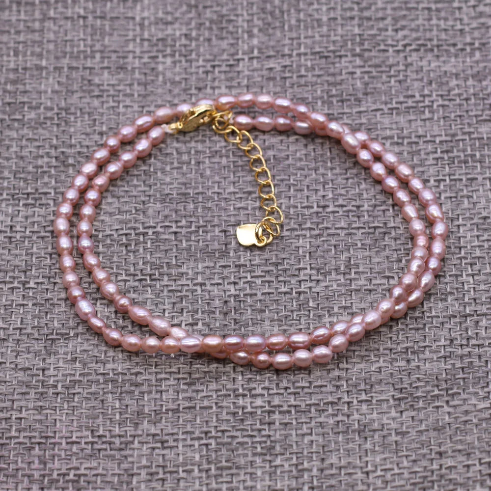 AA Natural Freshwater Pearl Necklace Rice Shape Pearls Jewelry for Women Wedding Gifts Fashion Copper Chain Chokers Necklace