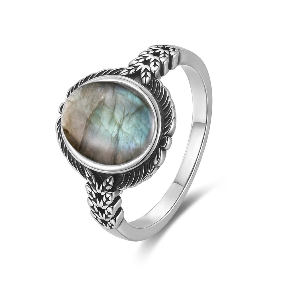 Vintage S925 Sterling Silver Natural Blakc Onyx Ring Oval 8*10MM Simple Black Twists Ring Party Gifts Fine Jewelry For Women Men
