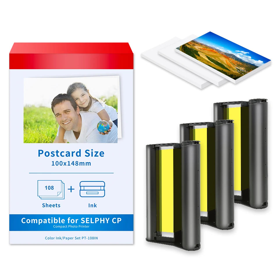 CP1500 Photo Paper For Canon Selphy CP1500 CP1300 CP1200 CP910 CP900 Photo Printer KP-108IN Ink 6 Inch