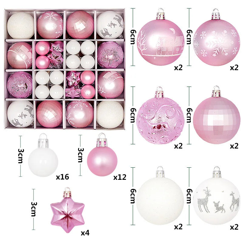 44Pcs 3/6CM Christmas Ball Merry Christmas Tree Topper Decoration for Home Decor Holiday New Year 2026 Navidad Gifts Supplies