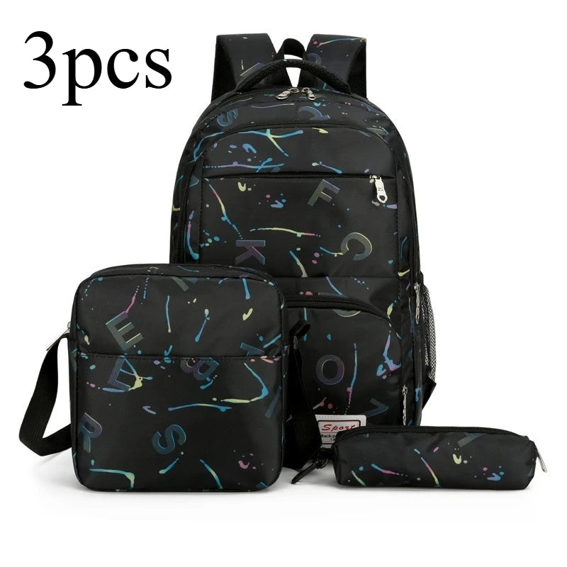 Fashion Cloth Students School Bag Large Capacity Casual Childrens Backpack Multifunctional Multilayer Solid Color Kids Backpack