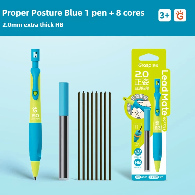 GRASP 2.0mm Mechanical Pencil Set Posture Correction Anti-Break Lead for Kids Children Writing School Supplies Korean Stationery