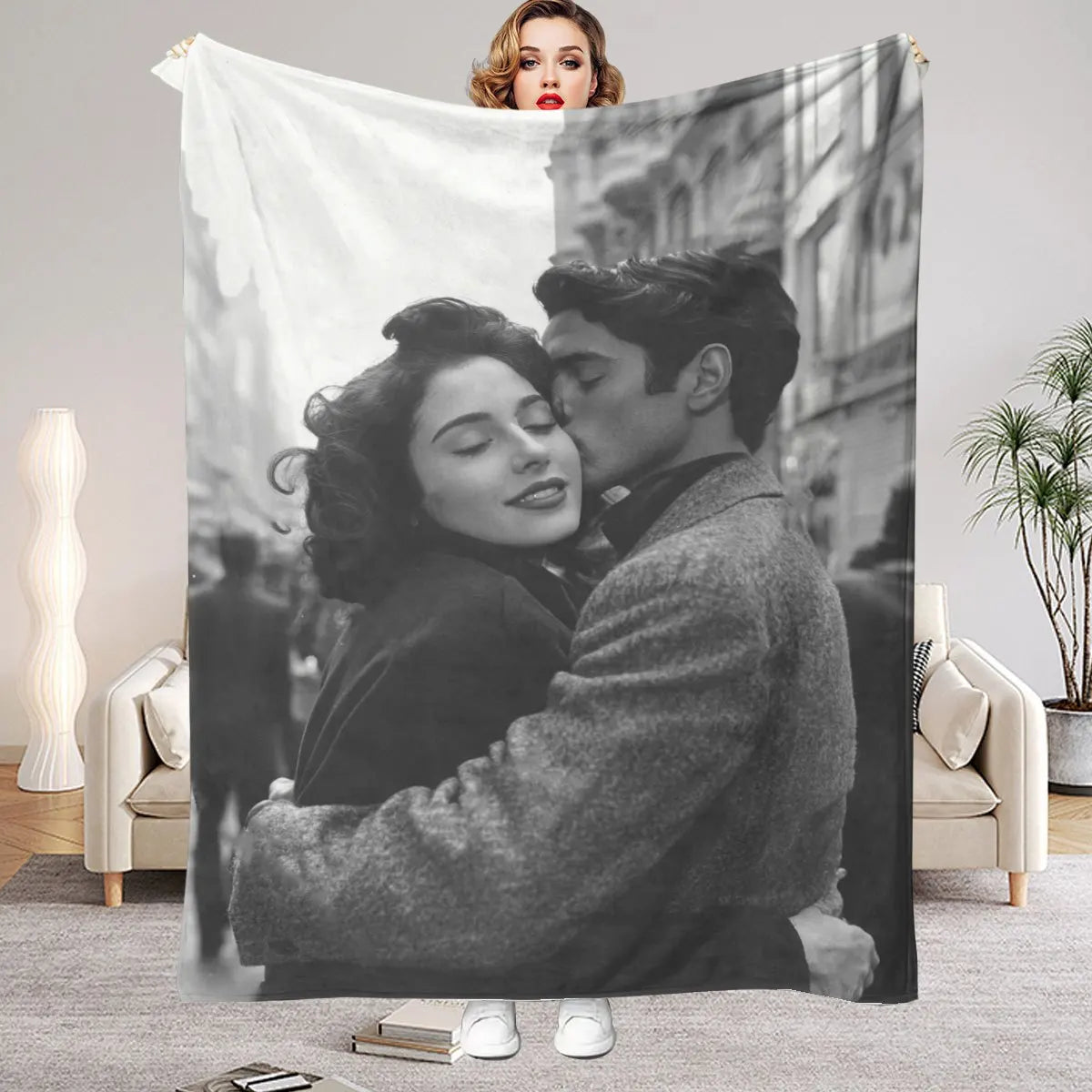 1 Piece of Custom DIY Personalized Photo Blanket for Your Loved One - Flannel Blanket with Personalized Photo, Soft and Warm, Suitable for Sofa, Bed, Office, Car, and Outdoor Travel - a Gift for Men and Women Suitable for All Seasons