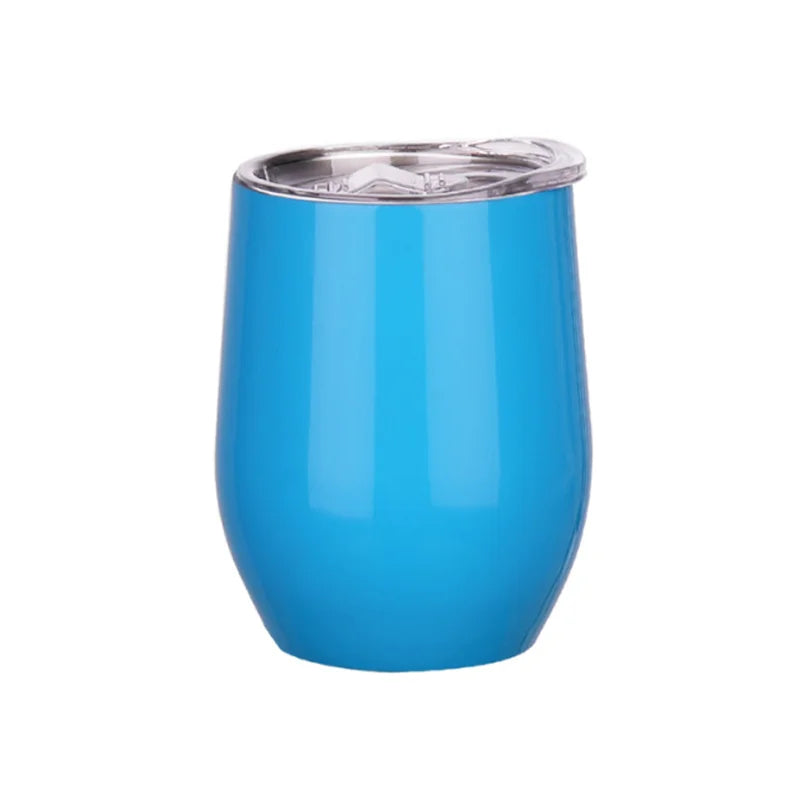 12OZ Wine seal Cover Custom Logo Mug Vacuum Insulated Thermos Garrafa Termica  Egg Shape Coffee Tumbler  Wine Beer  With Lid