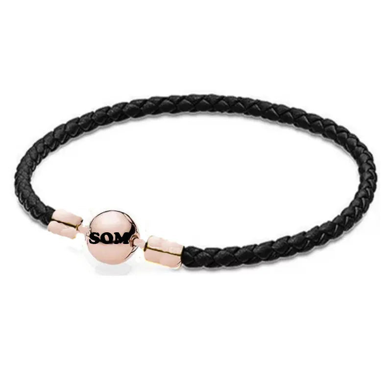 Somi lia- Genuine Ladies Classic Red Natural cowhide Bracelet For Women S925 Fit European Style Charm And Bead,Fashion Jewelry,