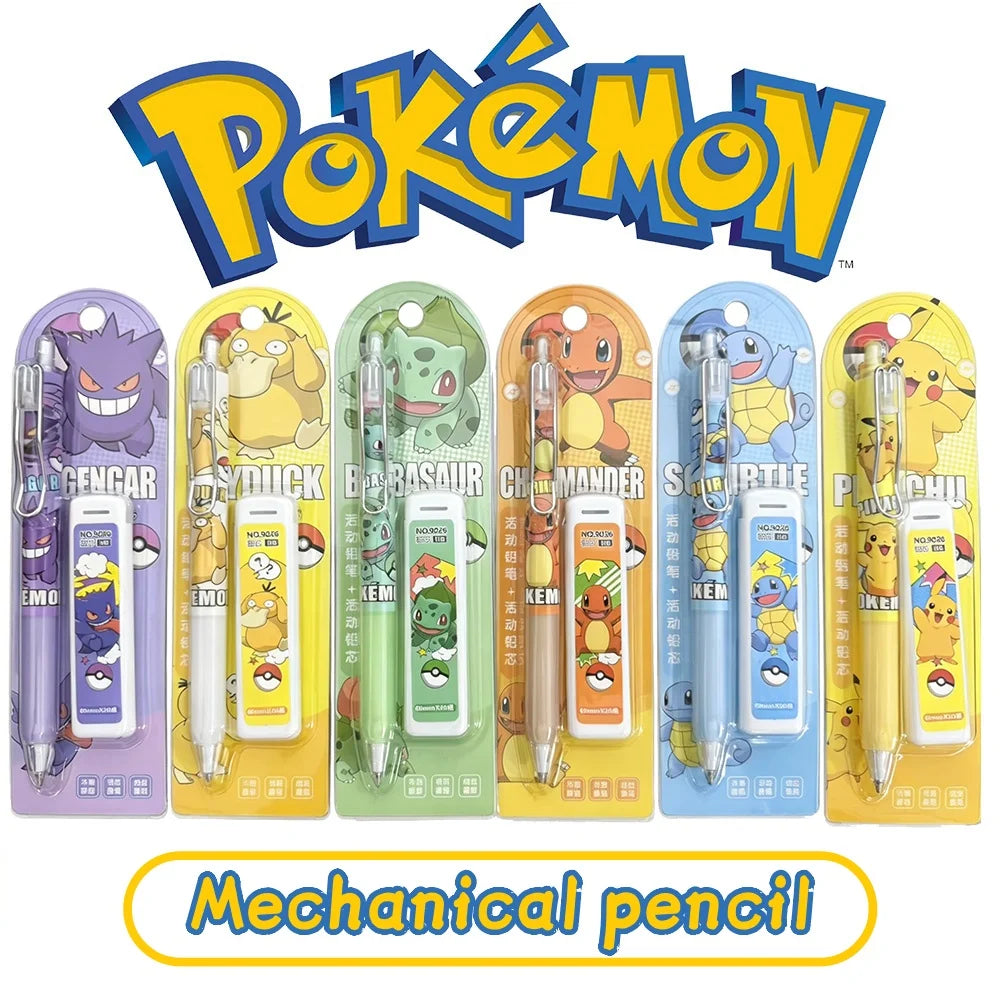 Pokemon Mechanical Pencil with HB Lead Refill Pikachu Charmander Squirtle Gengar Automatic Pencils School Stationery for Student